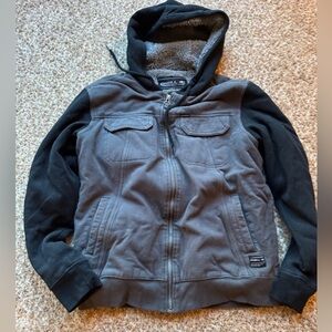 O’Neill Hoodie Sweatshirt Sherpa Linen Full Zip Jacket Size Small